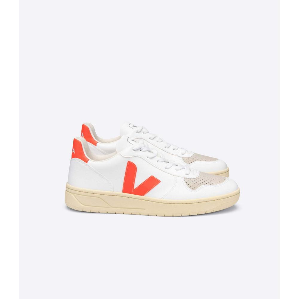 White/Orange Women\'s Veja V-10 CWL Sneakers | AU 651SGL